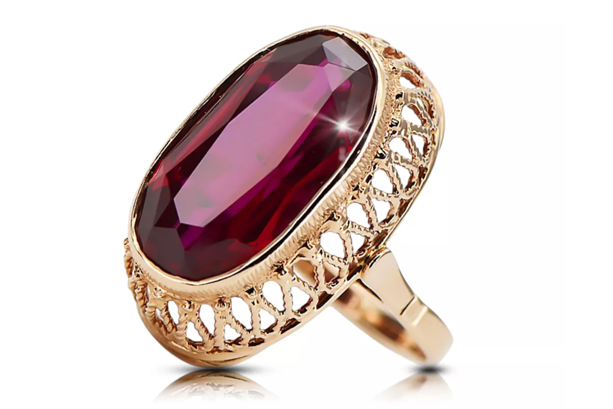 Ring Ruby Original Vintage 14K Rose Gold Vintage style vrc129r Ring Ruby Original Vintage 14K Rose Gold Vintage style vrc129r